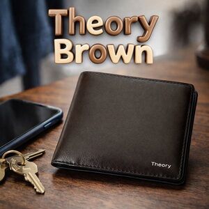 Theory Brown Lamb Leather Bi-Fold Wallet 10 Card Slots Slim EUC